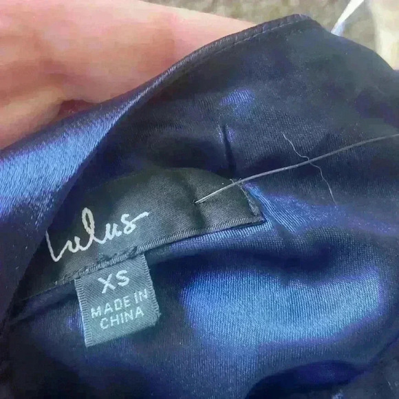 Lulus Make It Elegant Blue Satin Strappy Dress - Picture 4 of 4